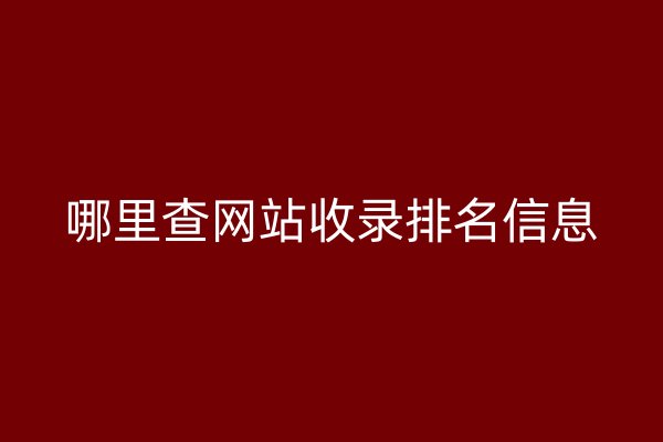 哪里查網(wǎng)站收錄排名信息