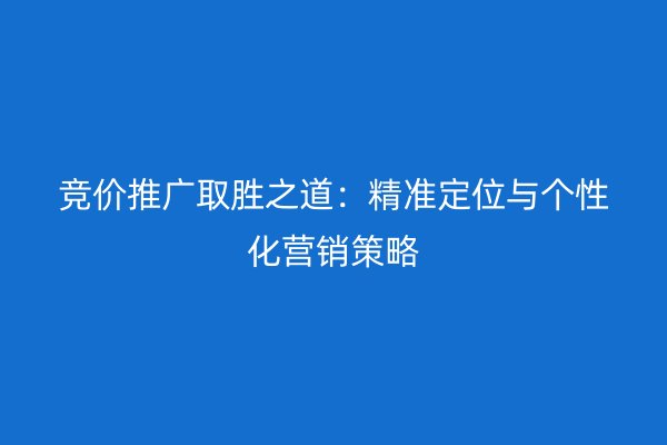 競價推廣取勝之道:精準(zhǔn)定位與個性化營銷策略