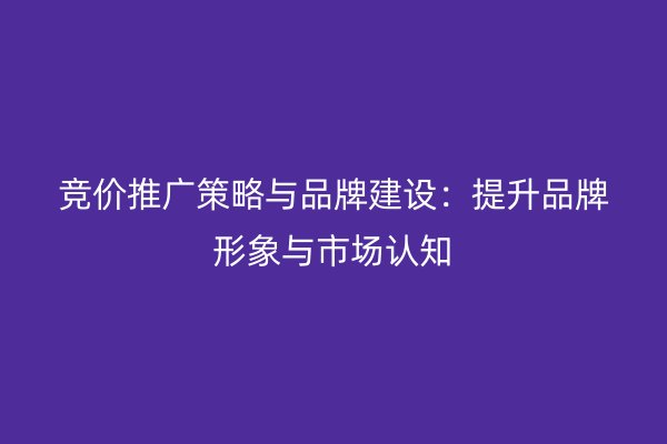 競價(jià)推廣策略與品牌建設(shè)：提升品牌形象與市場認(rèn)知