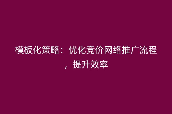 模板化策略：優(yōu)化競價網(wǎng)絡(luò)推廣流程，提升效率