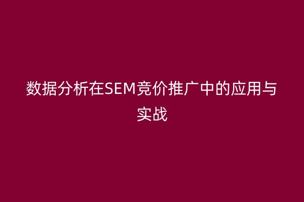 數(shù)據(jù)分析在SEM競價推廣中的應用與實戰(zhàn)