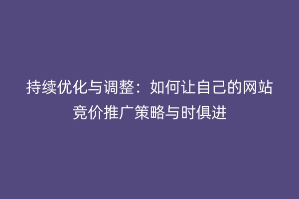 持續(xù)優(yōu)化與調(diào)整:如何讓自己的網(wǎng)站競價(jià)推廣策略與時(shí)俱進(jìn)