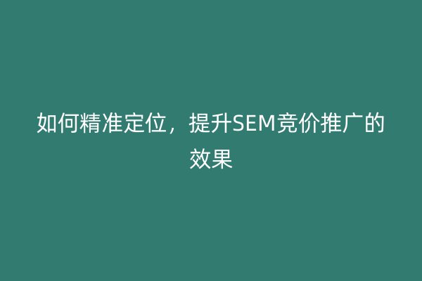 如何精準定位，提升SEM競價推廣的效果
