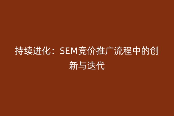 持續(xù)進化:SEM競價推廣流程中的創(chuàng)新與迭代